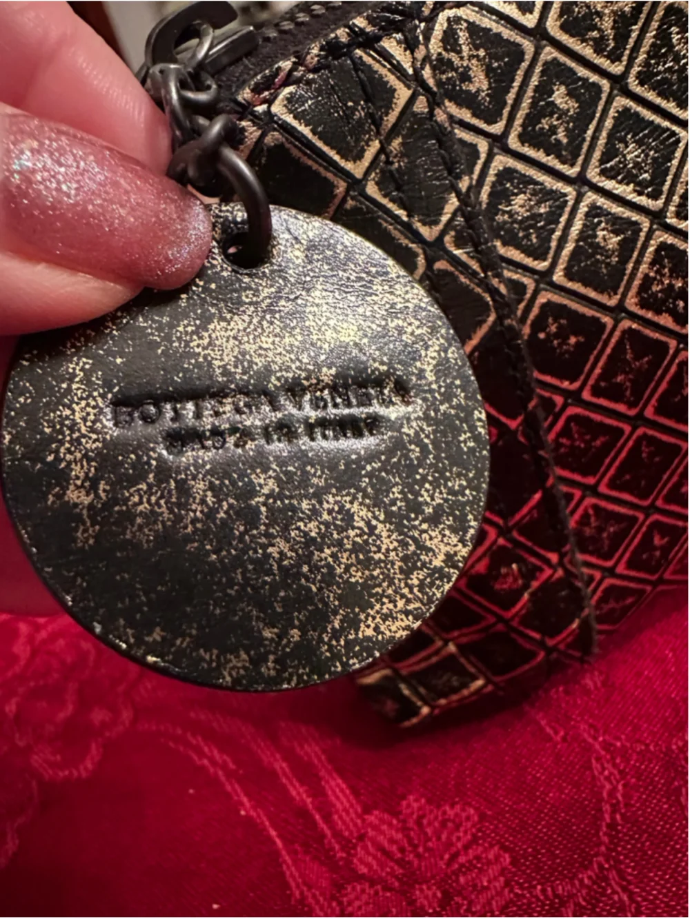Bottega Veneta Black & Gold Leather Cosmetic Bag